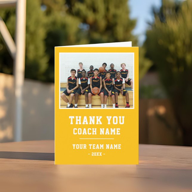 Yellow Thank you Coach Card Team Name Photo (Creator Uploaded)
