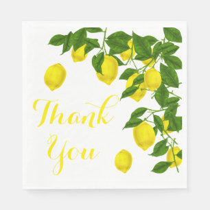Yellow Thank You Lemon Green Wedding Party Napkin