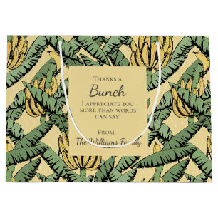 Yellow Thanks a Bunch Tropical Banana Appreciation Large Gift Bag
