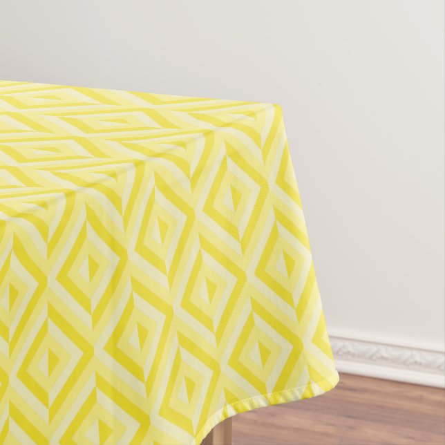 Yellow Three-Tone Diamond Pattern Tablecloth (In Situ)