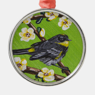 Yellow Throat Warbler ~ Spring Metal Tree Decoration