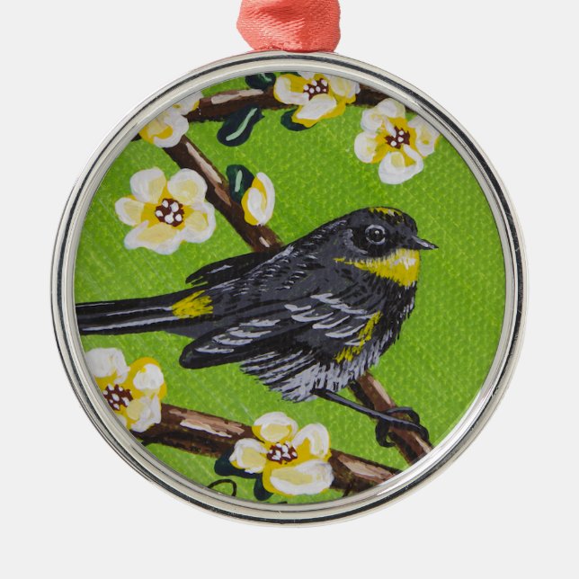 Yellow Throat Warbler ~ Spring Metal Tree Decoration (Front)