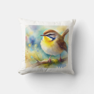 Yellow throated fulvetta 060924AREF110 - Watercolo Cushion