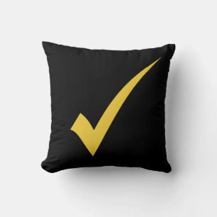 Yellow Tick Check Symbol Sign Mark Cushion