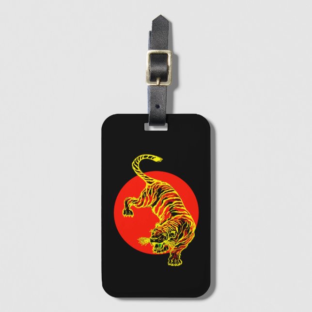 Yellow Tiger Red Circle Luggage Tag (Front Vertical)