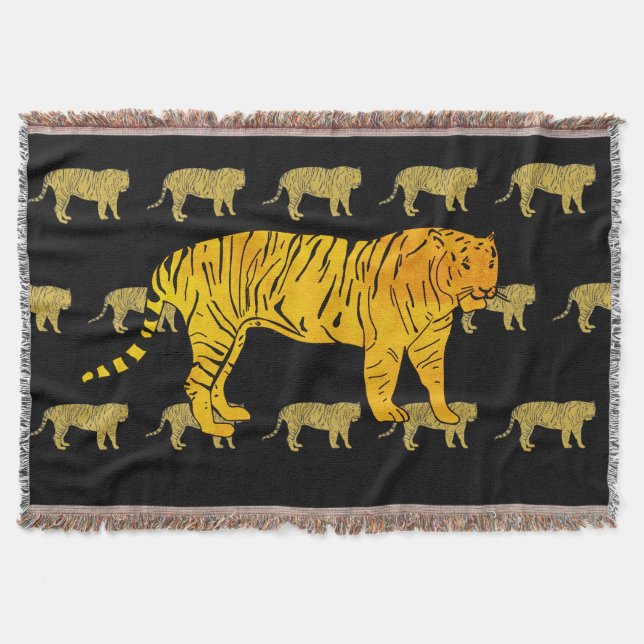 Yellow Tiger Throw Blanket (Front)