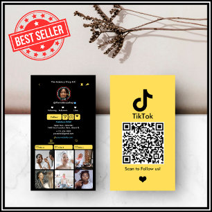 Yellow TikTok Social Media QR Business Card
