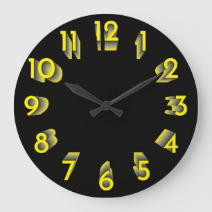 yellow to black gradient large clock