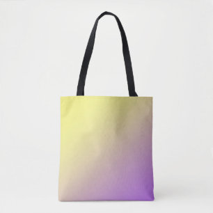 Yellow to Purple Colour-block Gradient Tote Bag