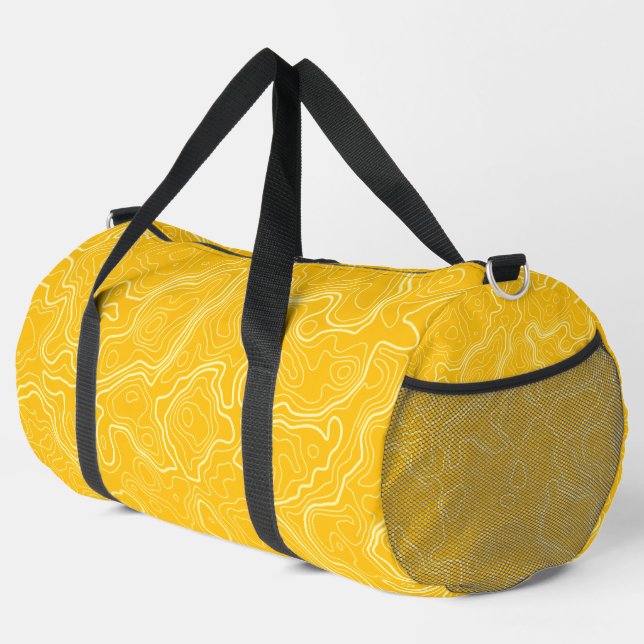 Yellow Topography Pattern Duffle Bag (Right Corner)