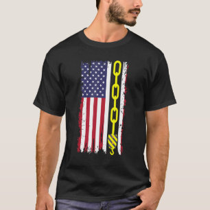 Yellow Tow Hook Chain Flag America Tow Truck Drive T-Shirt