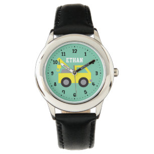 Yellow Tow Truck Boys Personalised Truck Watch