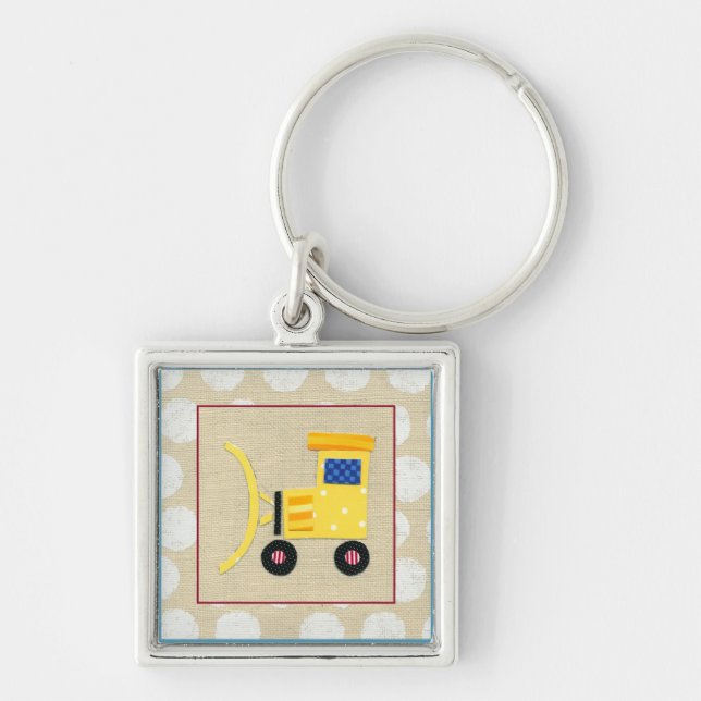 Yellow Toy Bulldozer Truck by Chariklia Zarris Key Ring (Front)
