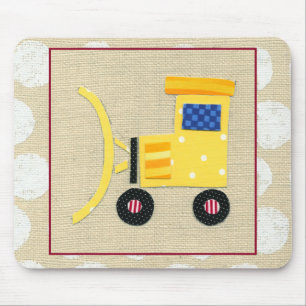 Yellow Toy Bulldozer Truck by Chariklia Zarris Mouse Mat