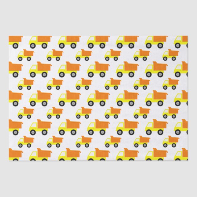 Yellow Toy Construction Truck Tissue Paper (Front)