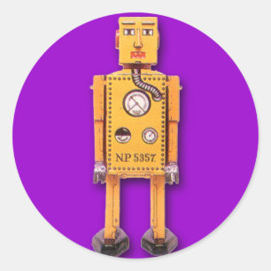 Yellow Toy Robot Stickers (Sheet of 6)