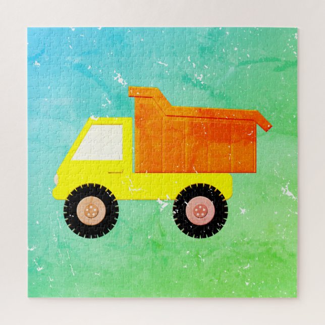 Yellow Toy Truck Distressed Jigsaw Puzzle (Vertical)