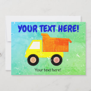 Yellow Toy Truck Distressed Kids Invitation