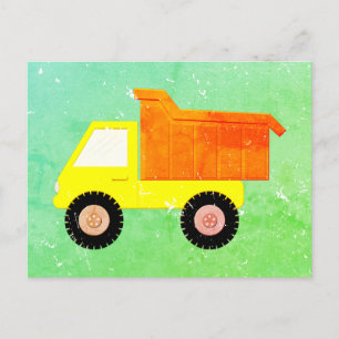 Yellow Toy Truck Distressed Postcard