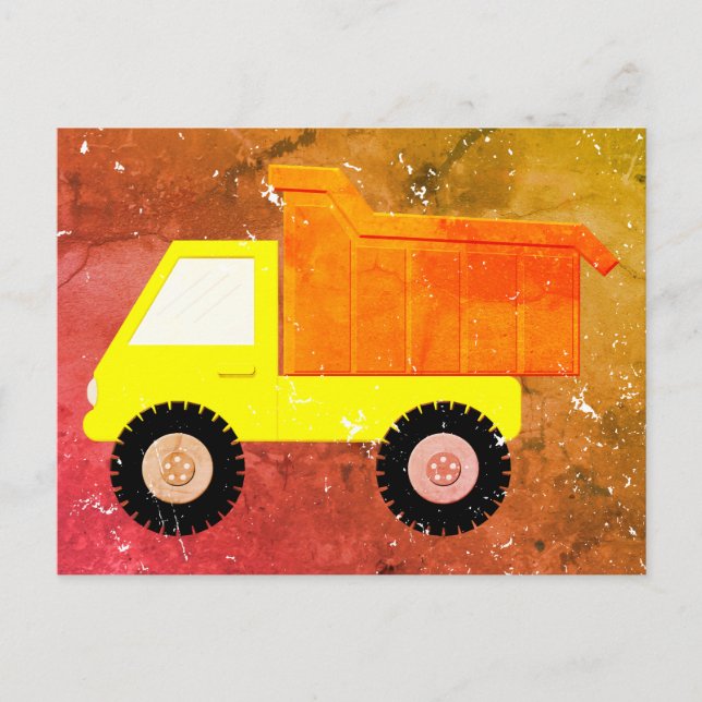 Yellow Toy Truck Distressed Postcard (Front)