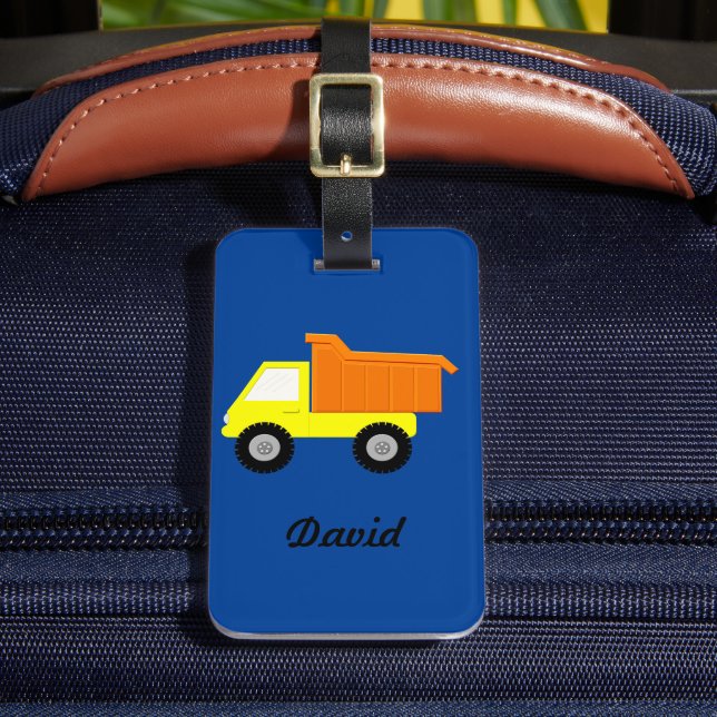 Yellow Toy Truck Luggage Tag (Front Insitu 2)