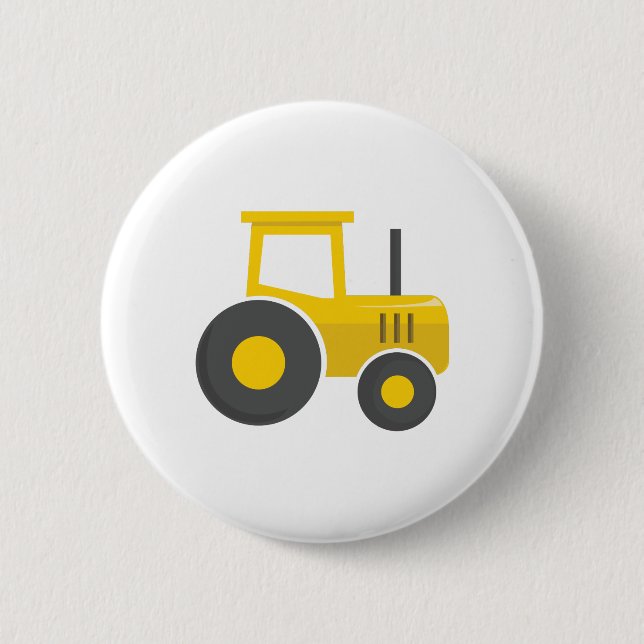 Yellow Tractor 6 Cm Round Badge (Front)