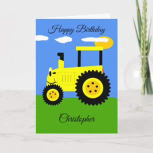 Yellow Tractor Birthday Card
