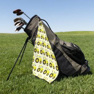 Yellow Tractor Design Any Colour Background Golf Towel