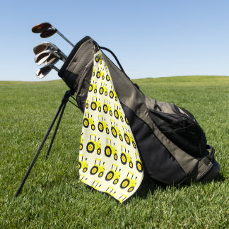 Yellow Tractor Design Any Colour Background Golf Towel