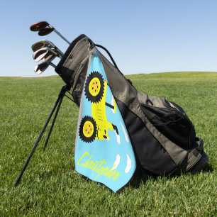 Yellow Tractor Design Personalised Golf Towel