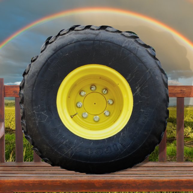 yellow tractor wheel tire round cushion (Creator Uploaded)