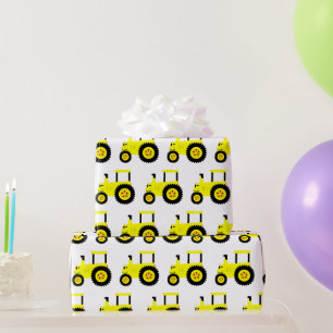 Yellow Tractor Wrapping Paper