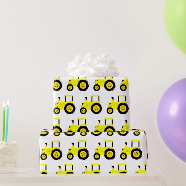 Yellow Tractor Wrapping Paper (Party Gifts)