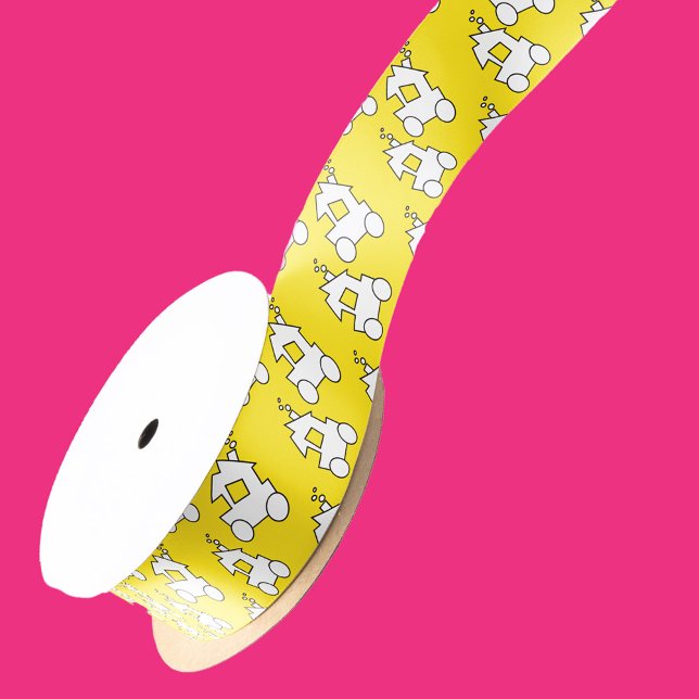 Yellow Train Birthday Party Satin Ribbon (Creator Uploaded)