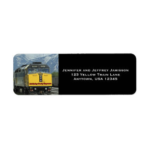 Yellow Train Birthday Return Address Labels Black