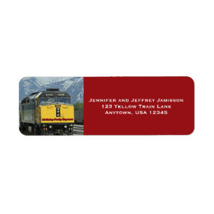 Yellow Train Engine Birthday Red Return Address