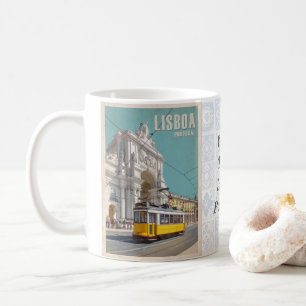 Yellow Tram, Augusta Street Arch. Lisbon, Portugal Coffee Mug
