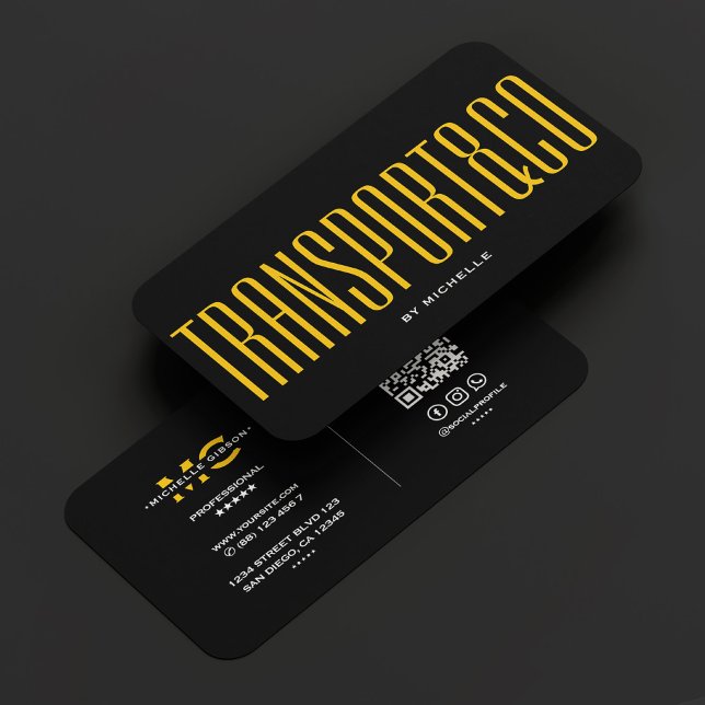Yellow Transport Car Driver Black Modern Business Card (Yellow Transport Car Driver Black Modern Business Card
)
