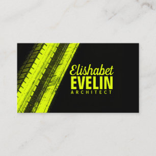 Yellow Tread Paths on Black Backdrop Business Card