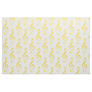 Yellow Treble Clef Pattern Fabric