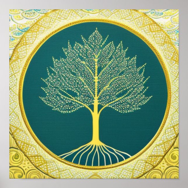 Yellow Tree of Life Circle Poster (Front)