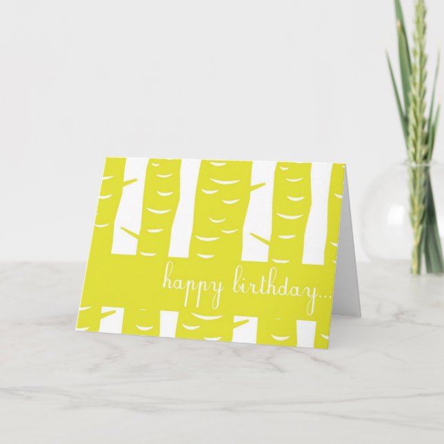 Yellow Tree Trunks Card Happy Birthday Card (Front)