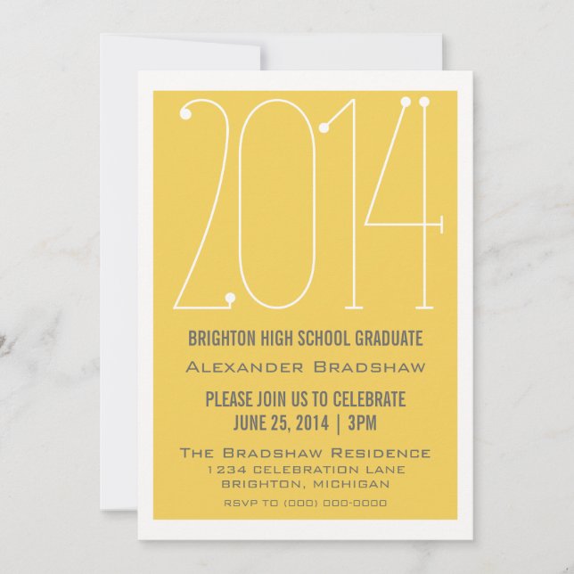 Yellow Trendy 2014 Graduation Invitation (Front)