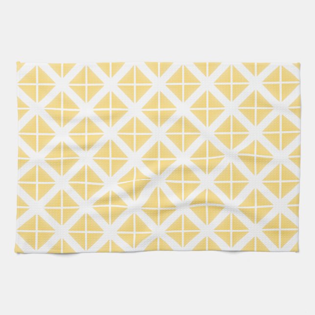 Yellow Trendy Triangle Pattern Tea Towel (Horizontal)