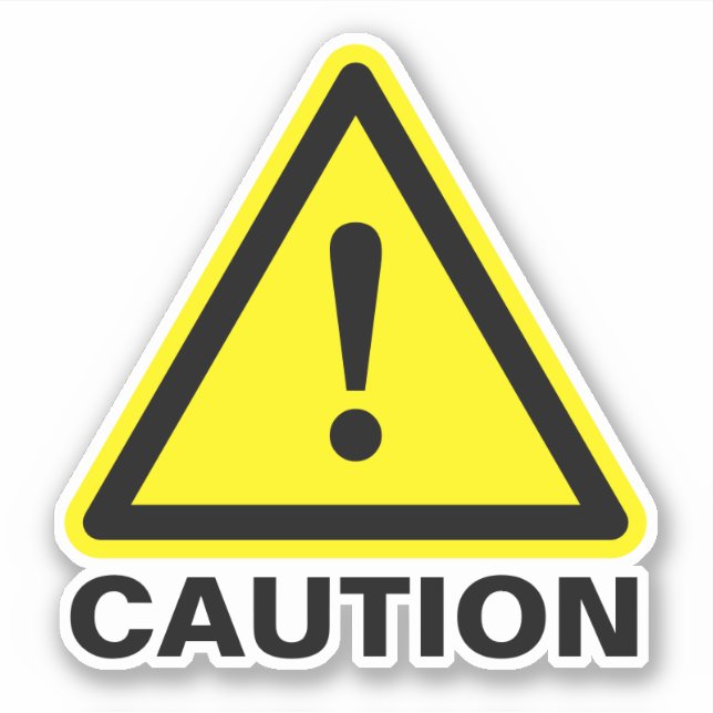 Yellow triangle caution sign vinyl stickers (Front)