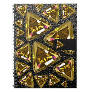 yellow triangle gems and leather notebook