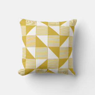 Yellow Triangles: Linear Seamless Pattern. Cushion