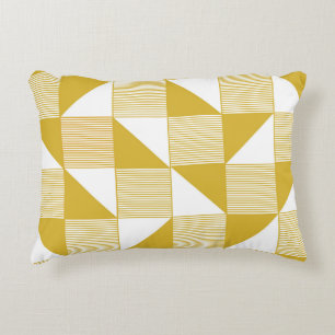 Yellow Triangles: Linear Seamless Pattern. Decorative Cushion