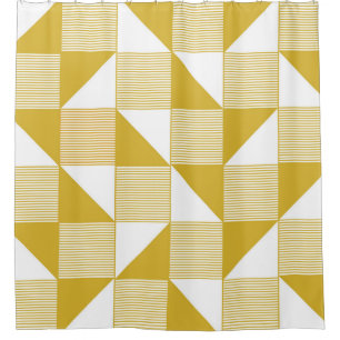 Yellow Triangles: Linear Seamless Pattern. Shower Curtain