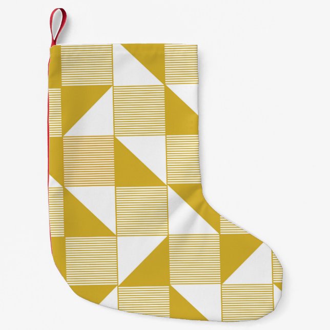 Yellow Triangles: Linear Seamless Pattern. Small Christmas Stocking (Front)